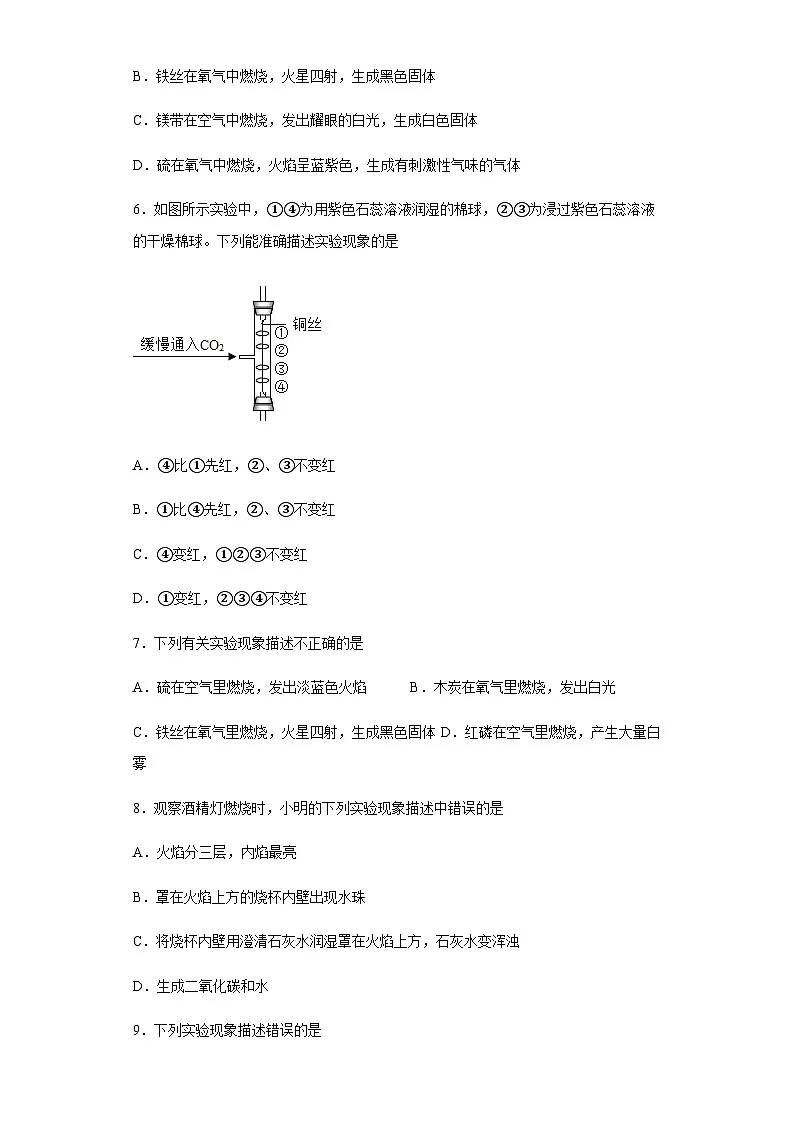 中考化学一轮复习专项巩固练习 实验现象描述问题汇总（五）（含答案解析）第2页