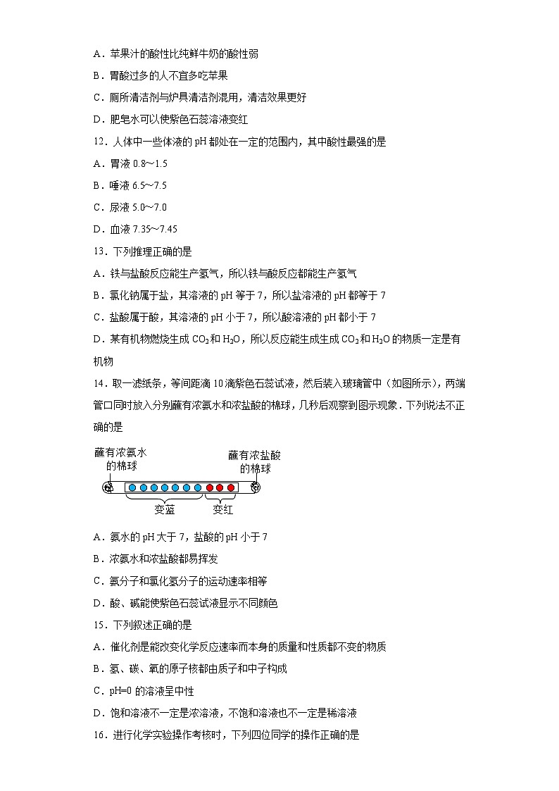 中考化学一轮复习专项巩固练习 溶液的酸碱性与pH专练汇总（十）（含答案解析）第3页