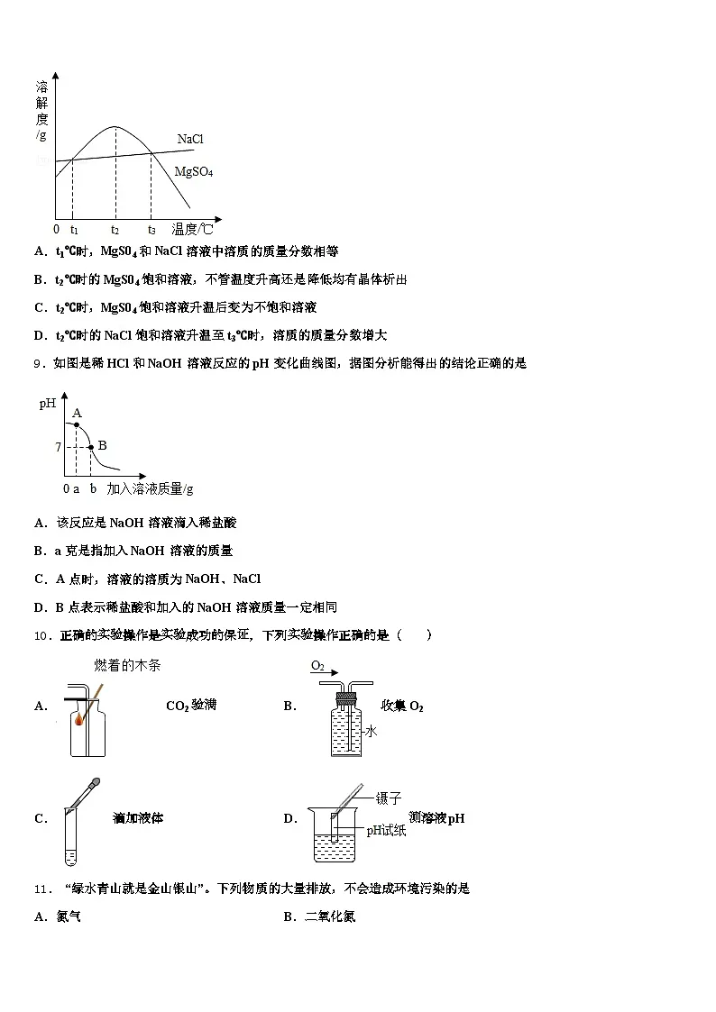 梅州市2025-2026学年中考一模化学试题（含答案解析）第3页