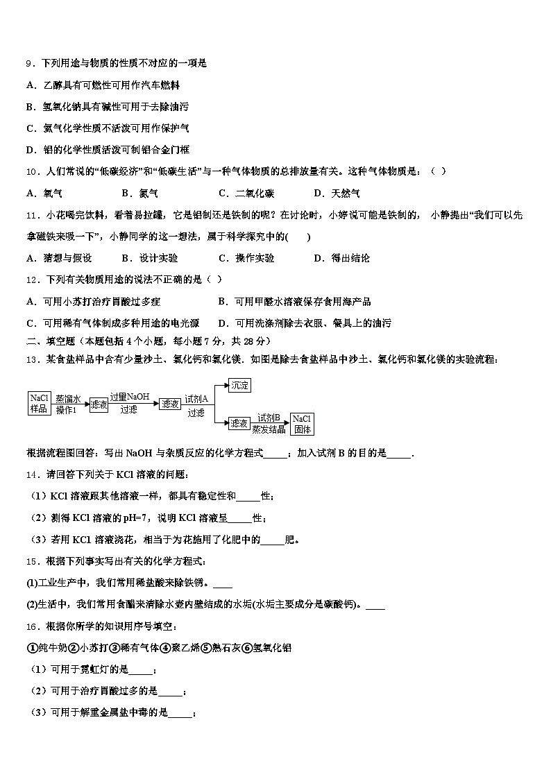 2026年六安市中考考前最后一卷化学试卷（含答案解析）第3页