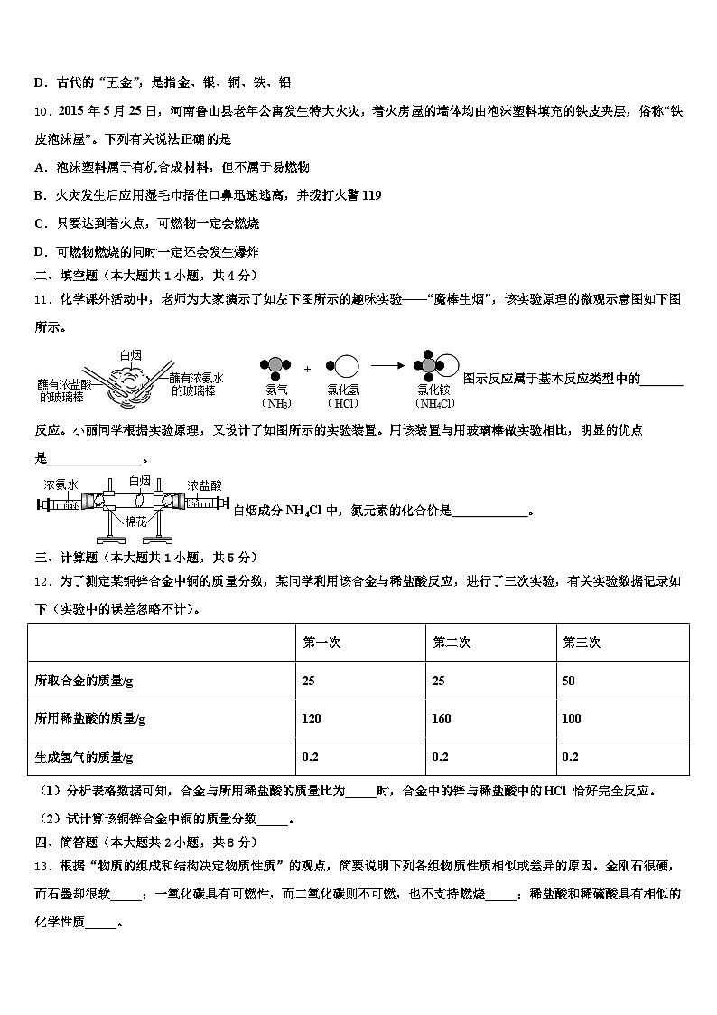 2026届嘉峪关市中考化学模试卷（含答案解析）第3页