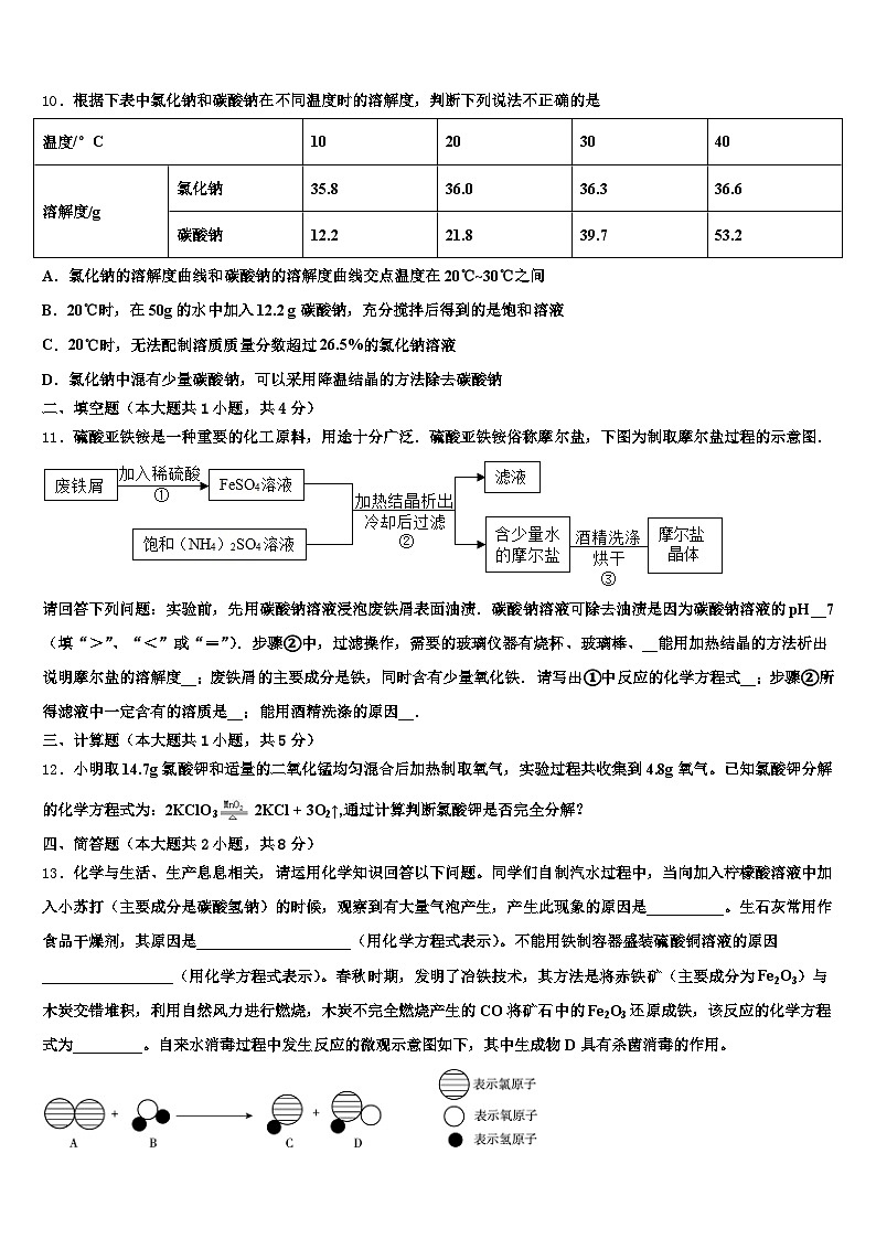 2026届广西壮族自治区钦州市中考适应性考试化学试题（含答案解析）第3页