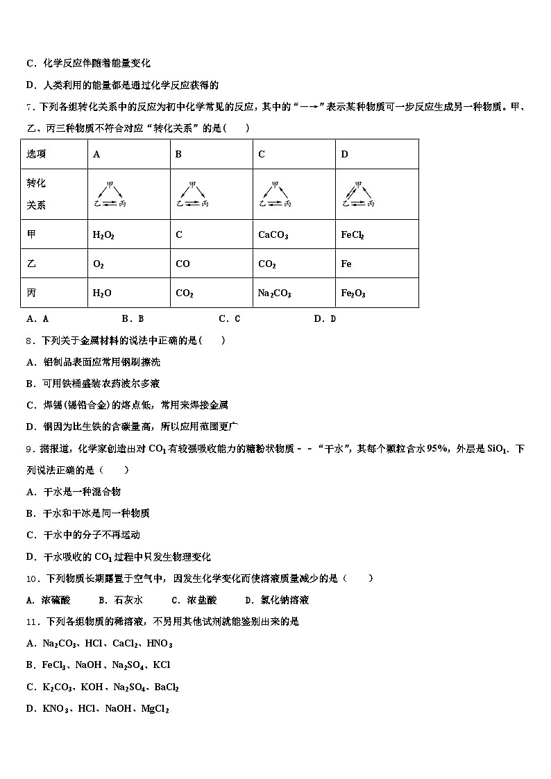 2026届安徽省池州市中考适应性考试化学试题（含答案解析）第2页