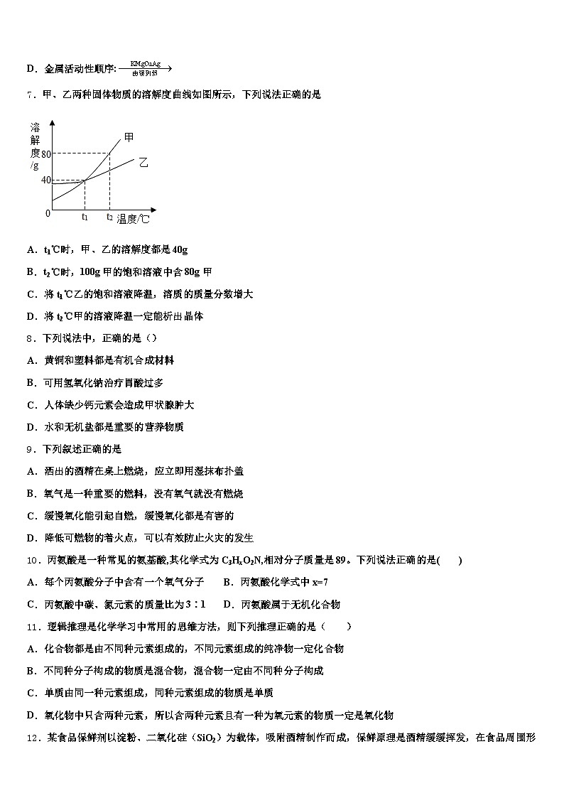 2025-2026学年内蒙古自治区阿拉善盟中考五模化学试题（含答案解析）第2页