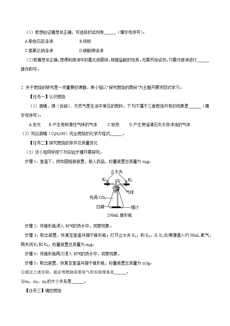 中考化学二轮专题复习 实验探究题突破练习04  有关质量守恒定律的探究（原卷版）第2页