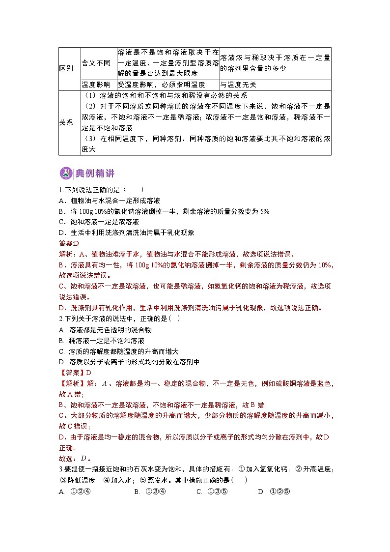 中考化学一轮复习基础通关练习第18讲 溶解度（含答案解析）第2页