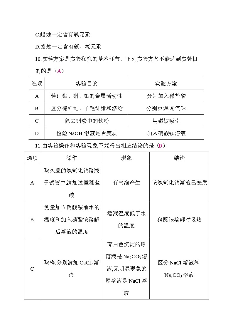 宁夏回族自治区2026年初中学业水平考试化学模拟试题(四)答案第3页