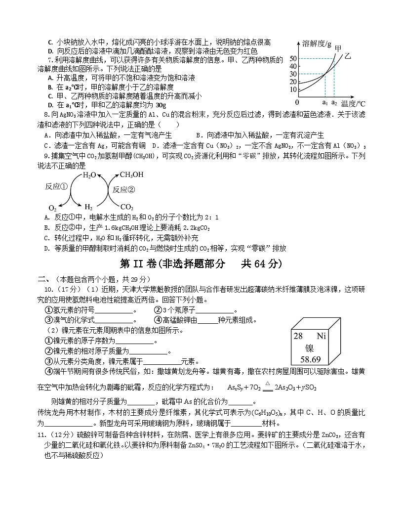 2026年四川绵阳市中考模拟化学测试卷含答案4第2页