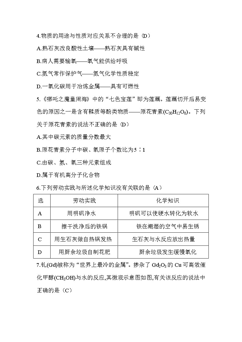 四川省2026年初中学业水平考试化学模拟试卷(二)答案第2页