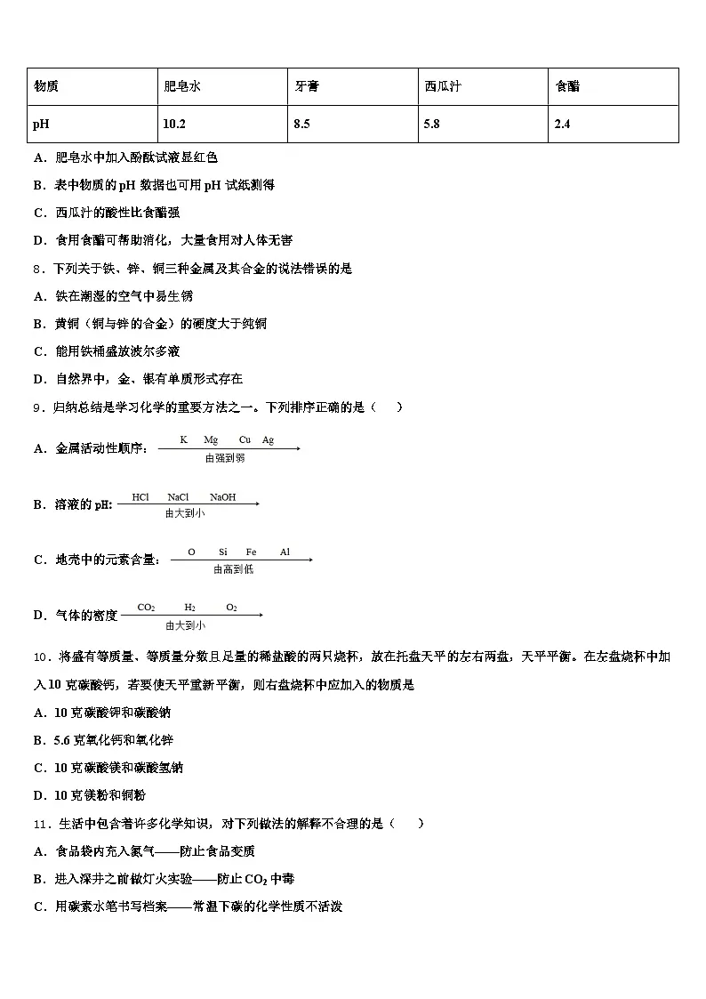2026届四川省泸州市中考冲刺卷化学试题（含答案解析）第3页
