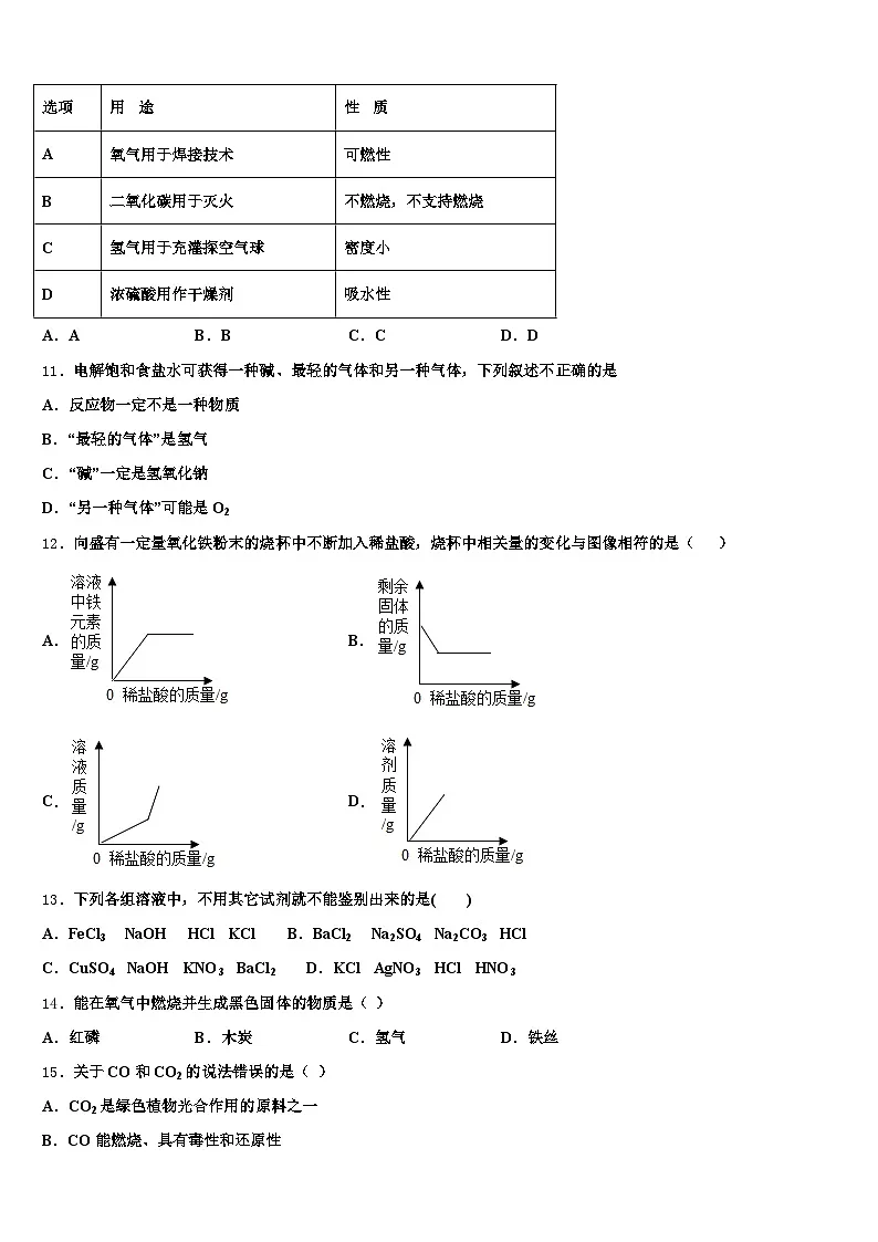 三沙市2025-2026学年中考化学最后冲刺模拟试卷（含答案解析）第3页