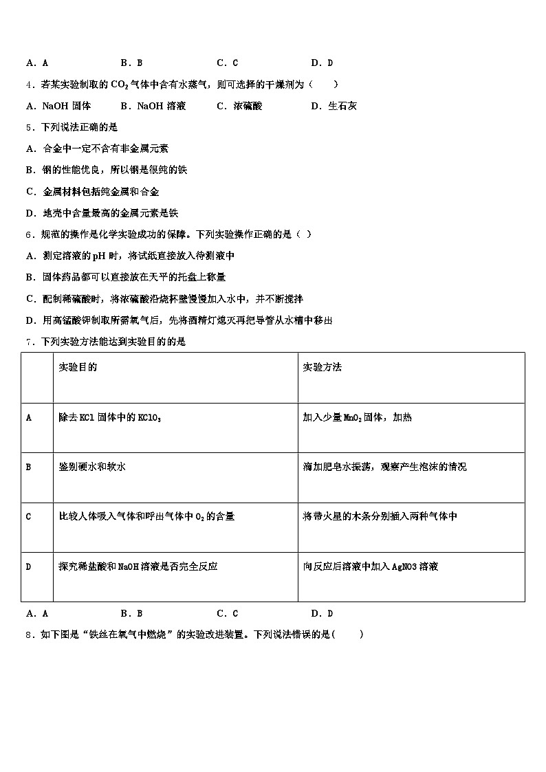2026届湖南省湘西土家族苗族自治州中考化学最后冲刺浓缩精华卷（含答案解析）第2页