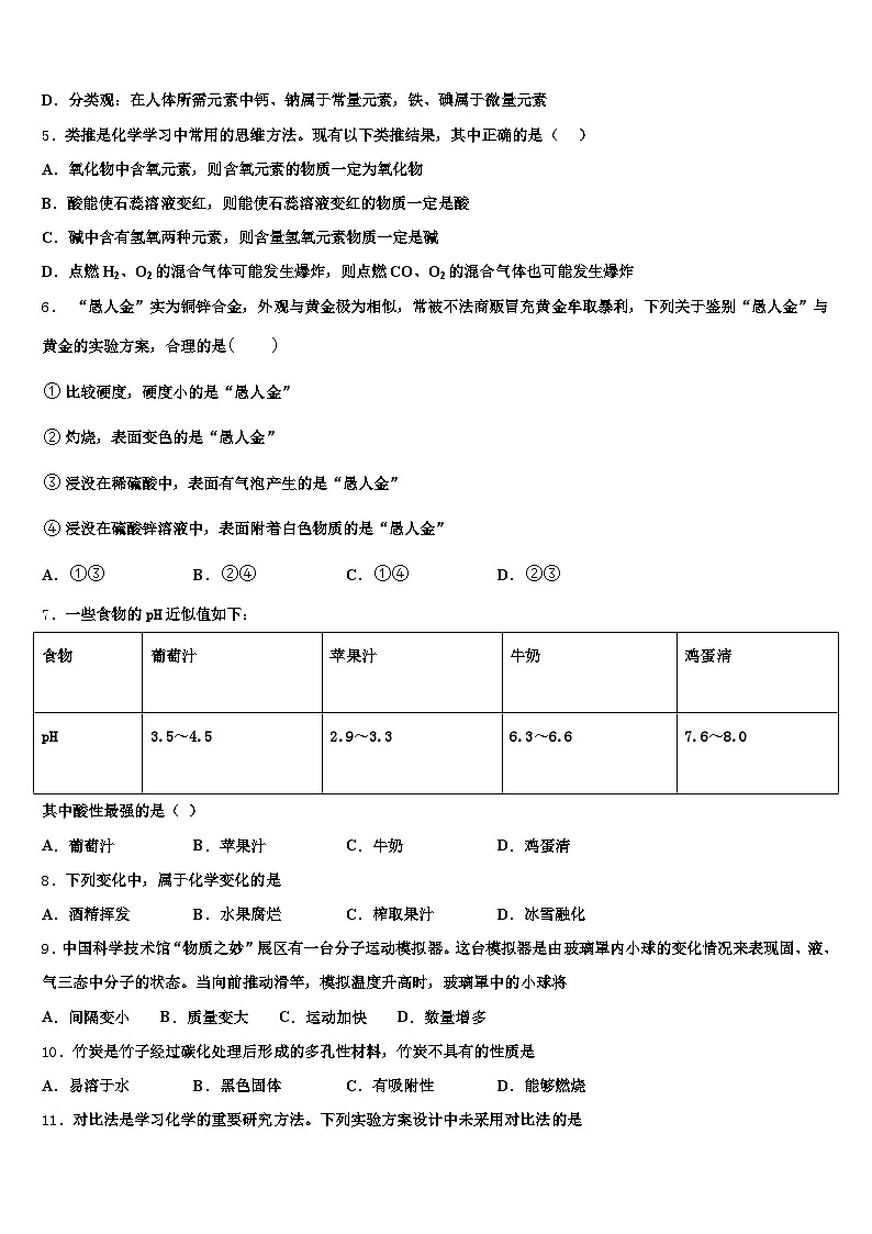 湖北省随州市2025-2026学年中考化学模拟试题（含答案解析）第2页