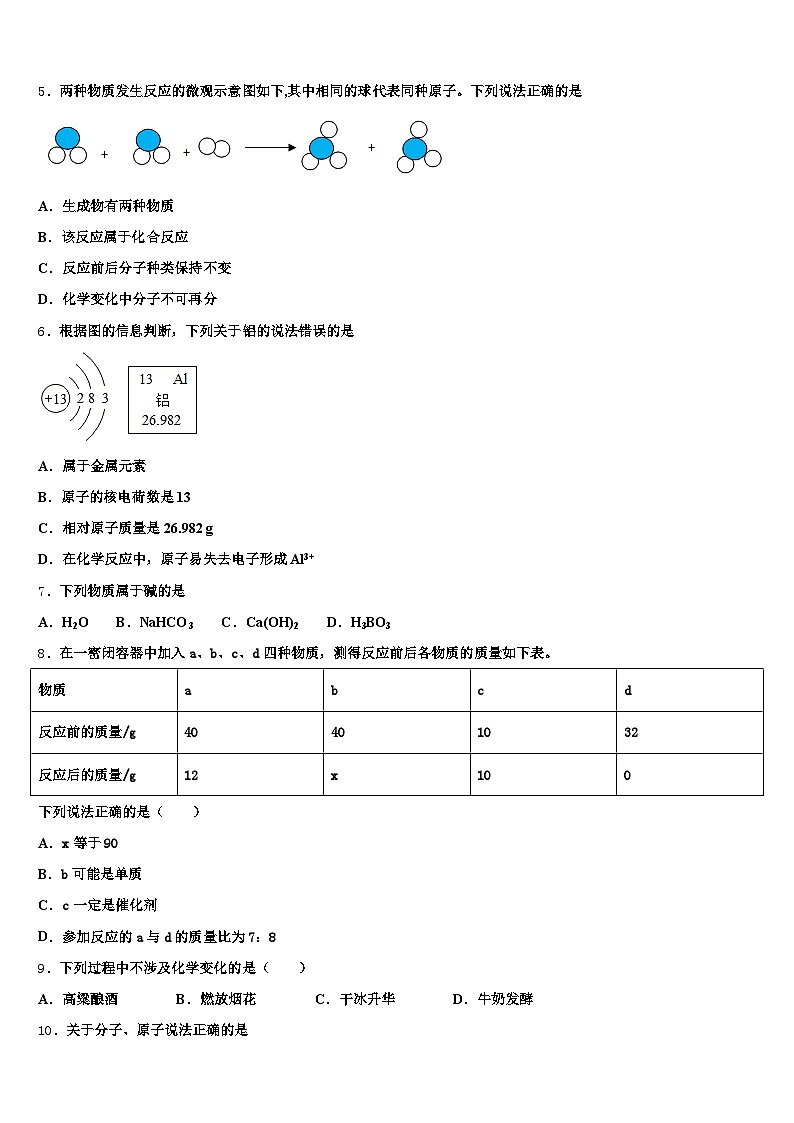 松原市2026年中考适应性考试化学试题（含答案解析）第2页