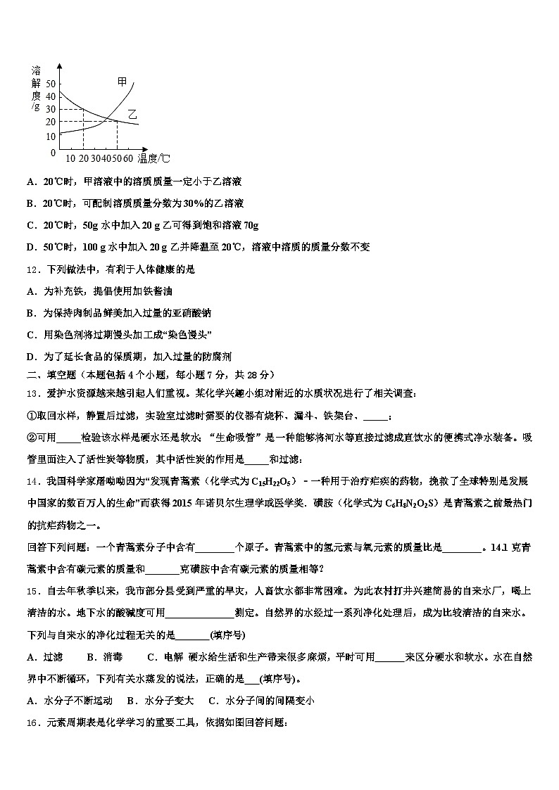 2026届山西省阳泉市中考化学对点突破模拟试卷（含答案解析）第3页