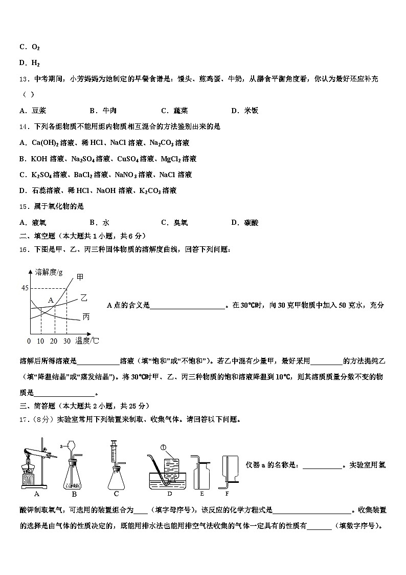 2026届四川省甘孜藏族自治州中考化学四模试卷（含答案解析）第3页