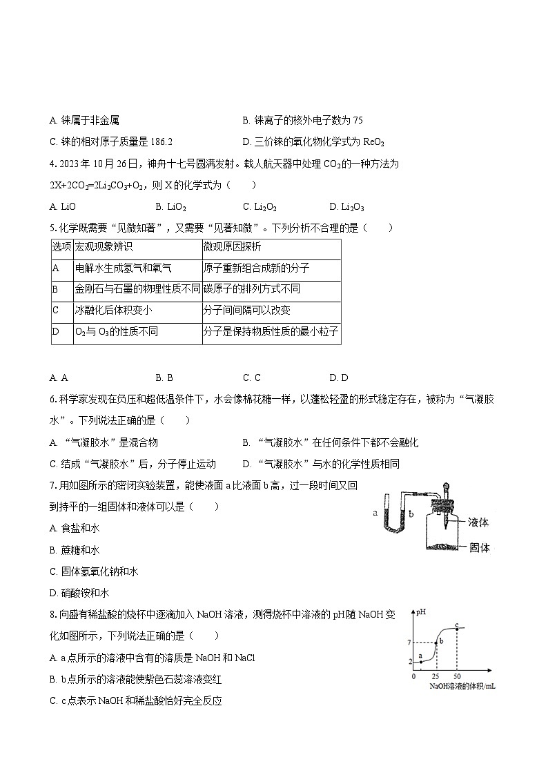 2025-2026学年四川省泸州市龙马潭区五校九年级（下）开学化学试卷-自定义类型第2页
