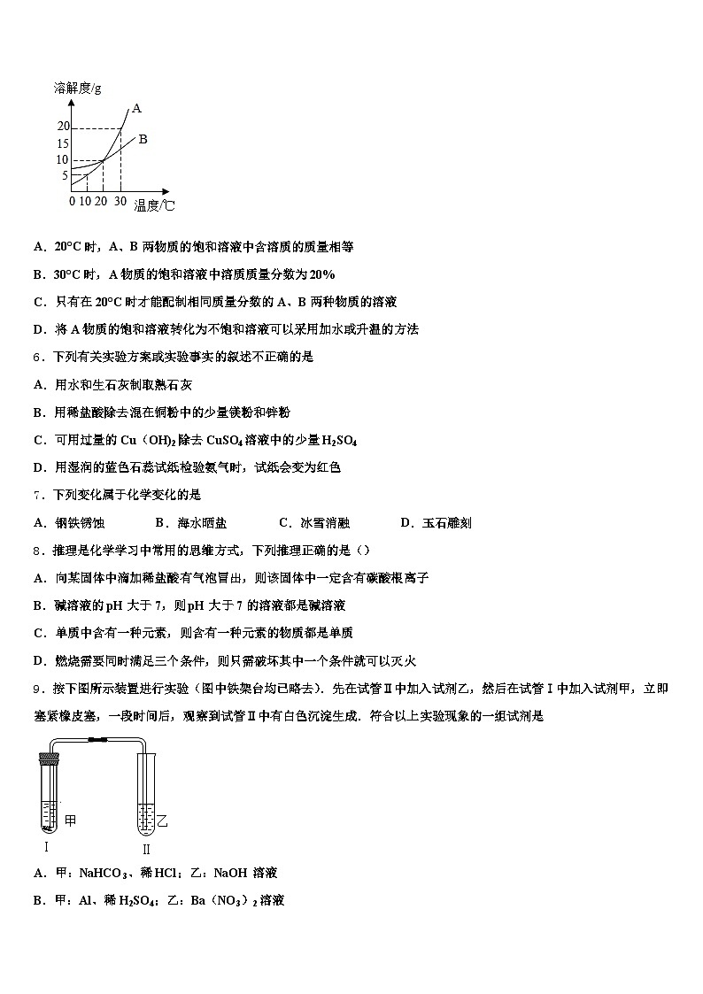 2026届浙江省台州市中考化学最后一模试卷（含答案解析）第2页