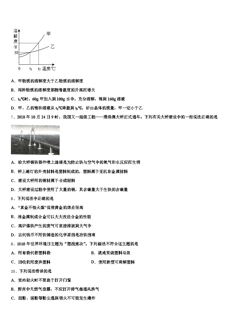 2026届中山市中考化学考试模拟冲刺卷（含答案解析）第2页