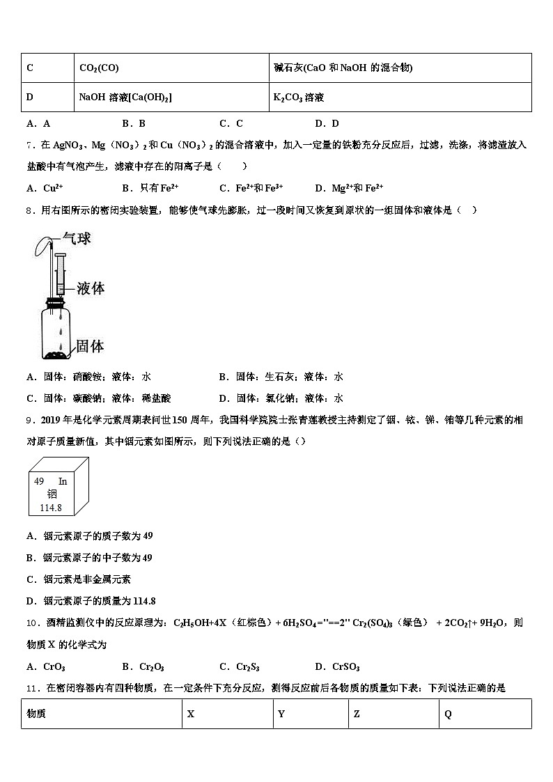 2026届舟山市中考押题化学预测卷（含答案解析）第2页