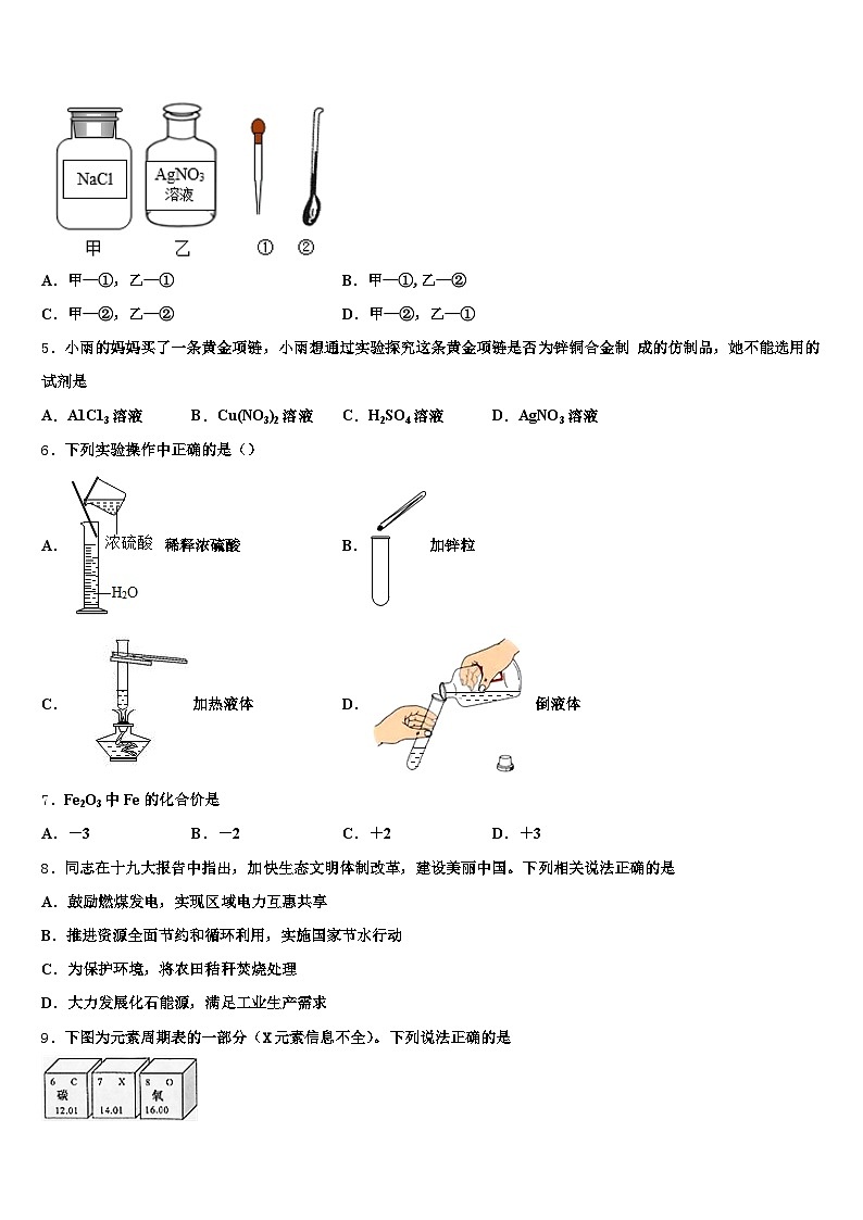 2026届四川省眉山市中考联考化学试卷（含答案解析）第2页