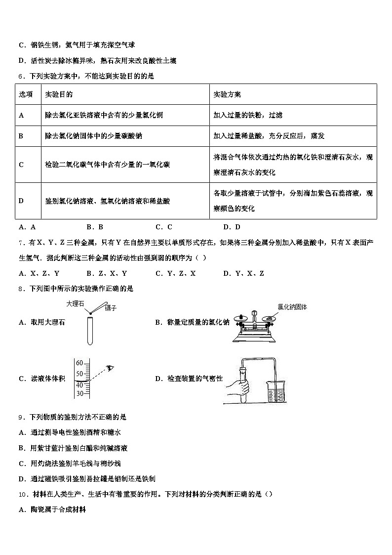2026届襄阳市中考化学最后冲刺模拟试卷（含答案解析）第2页