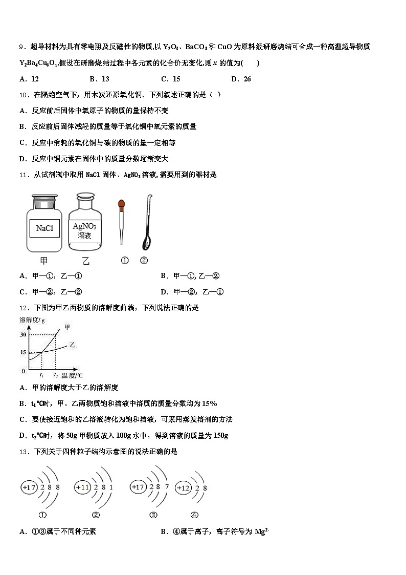 2026届榆林市中考化学四模试卷（含答案解析）第3页