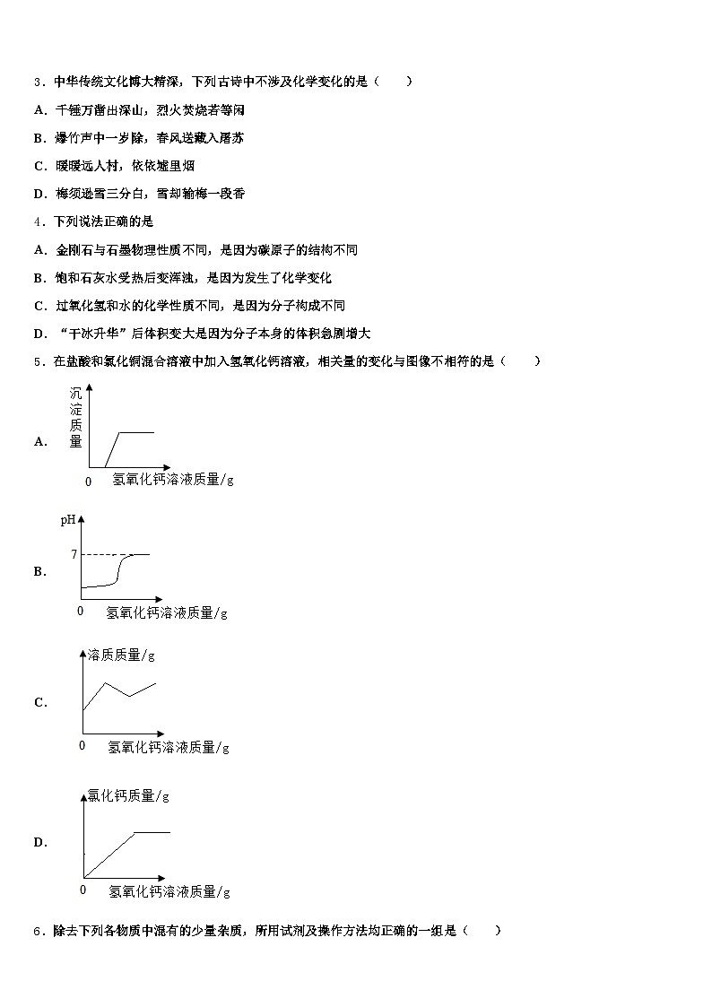 2026届沈阳市中考化学模拟精编试卷（含答案解析）第2页