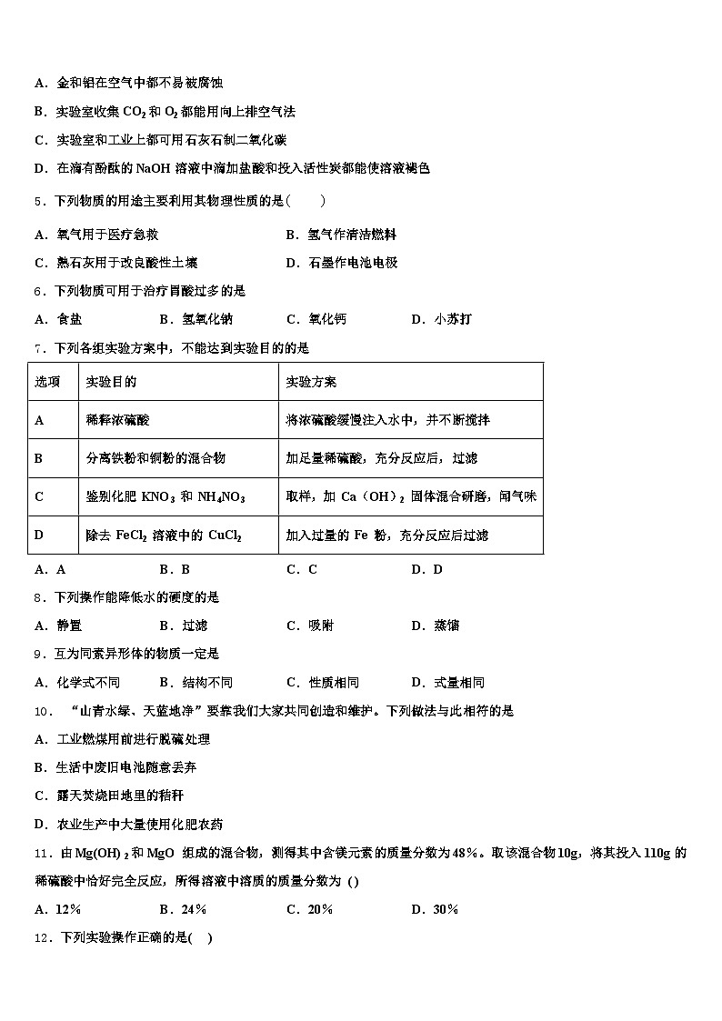 2026届太原市中考化学五模试卷（含答案解析）第2页