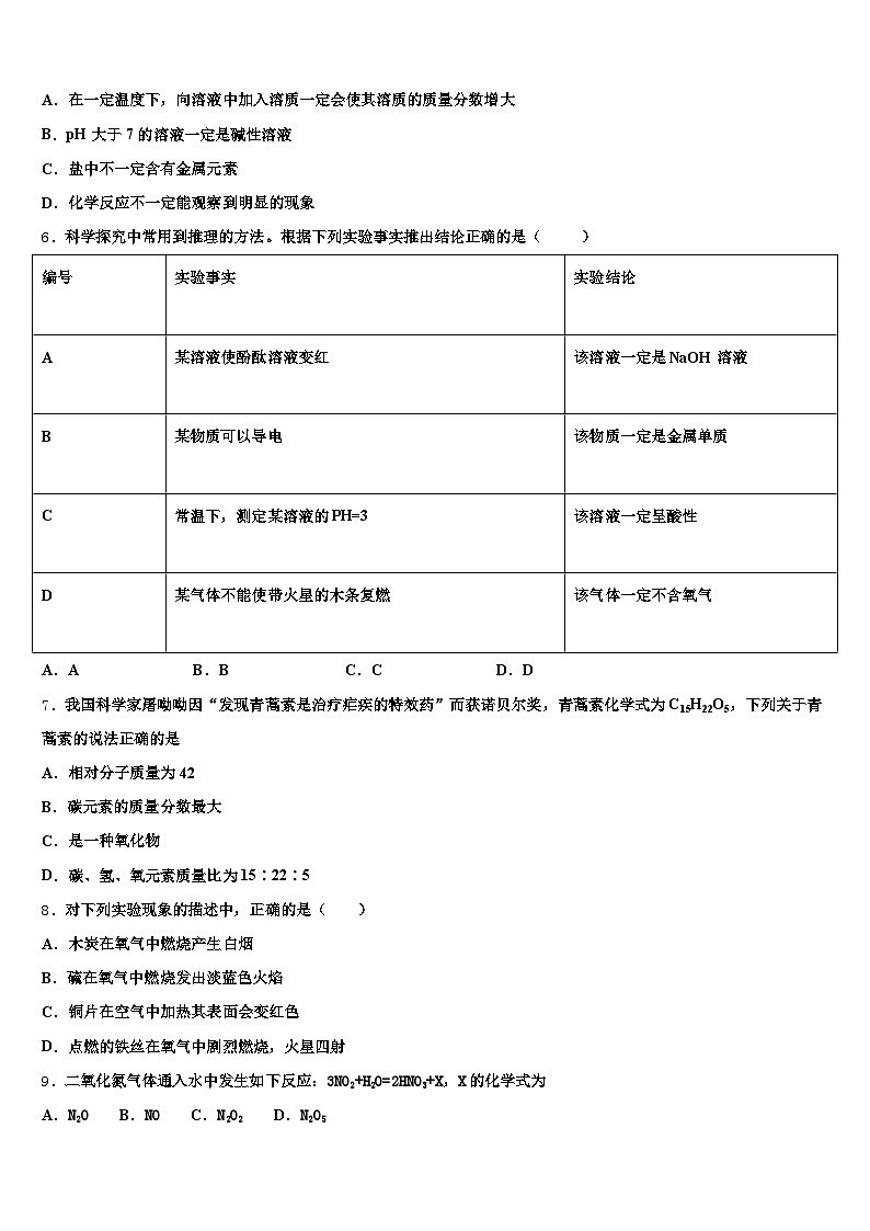 2026届四川省德阳市中考五模化学试题（含答案解析）第2页