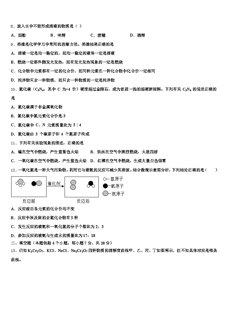 2026届云南省迪庆藏族自治州中考化学模拟试题（含答案解析）第3页