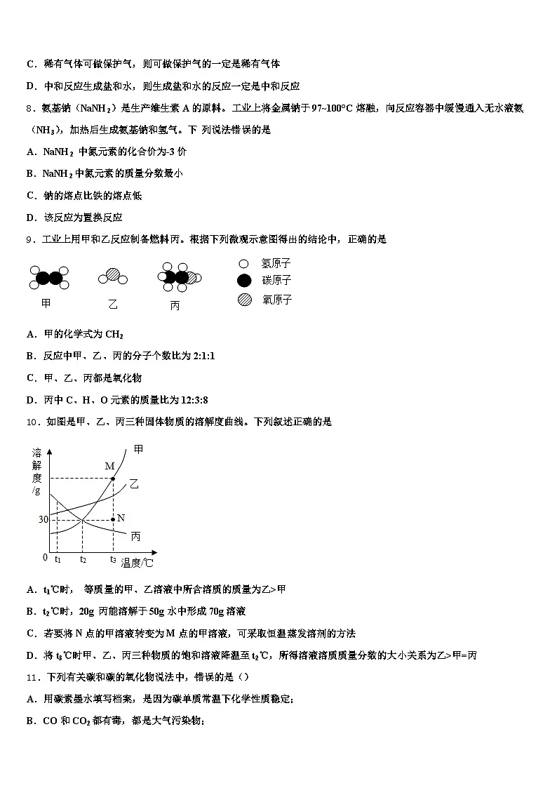 2026年吕梁市中考押题化学预测卷（含答案解析）第3页
