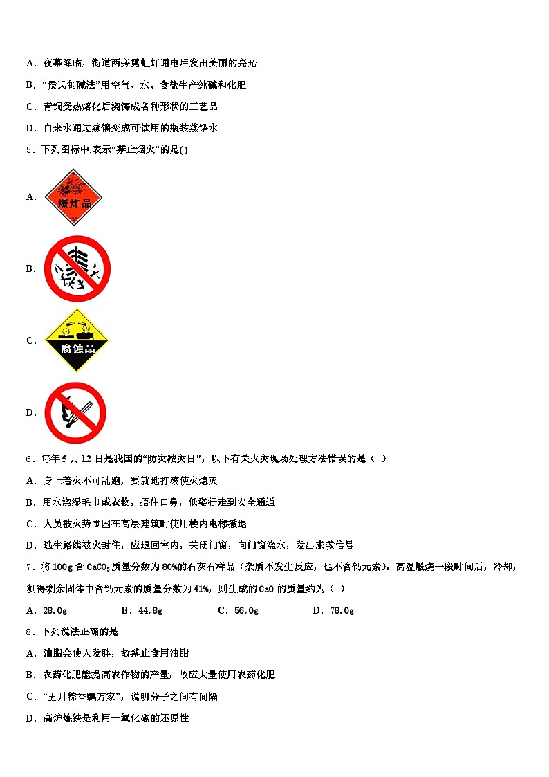 邵阳市2025-2026学年中考五模化学试题（含答案解析）第2页