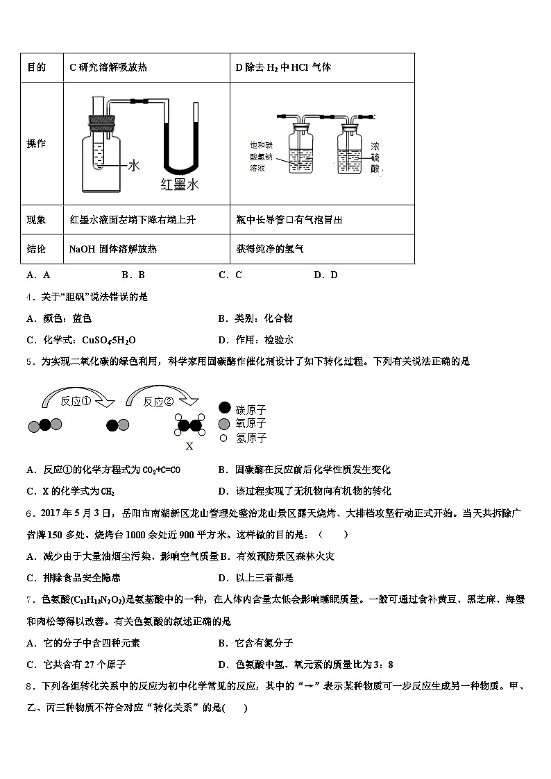 金华市2026年中考适应性考试化学试题（含答案解析）第2页