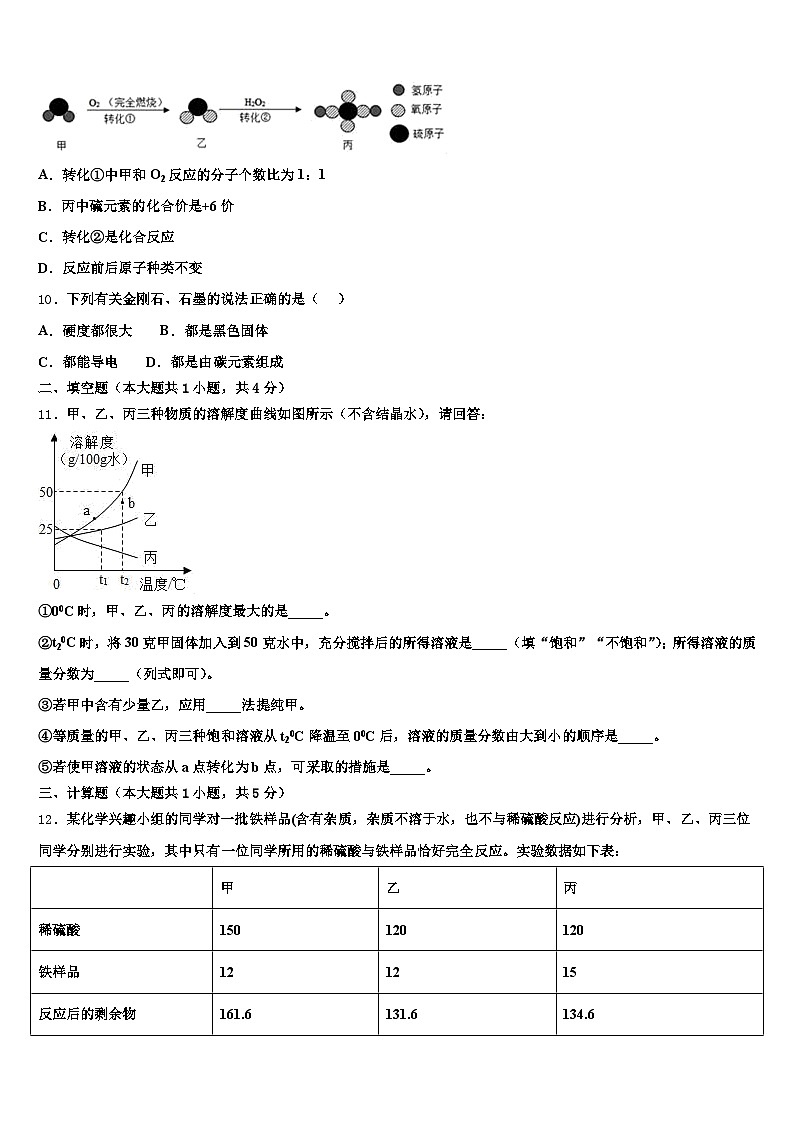 2026年湖州市中考化学对点突破模拟试卷（含答案解析）第3页