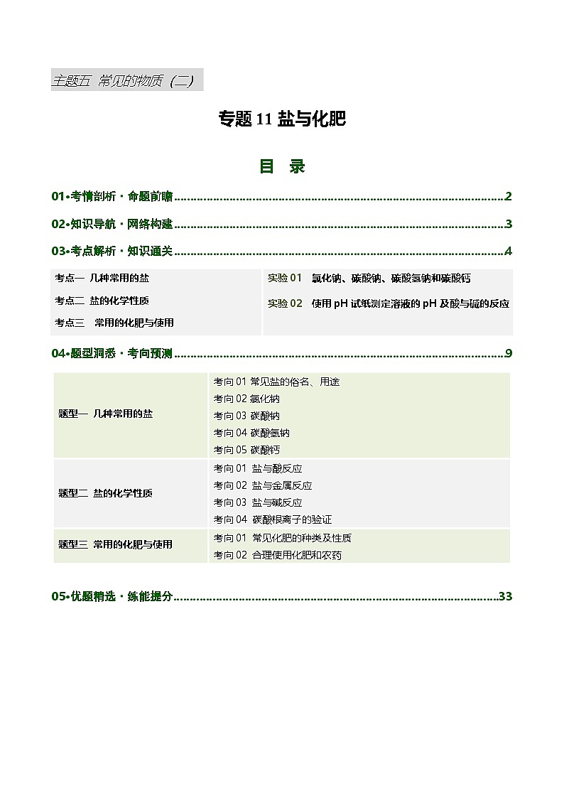 专题11 盐与化肥（讲义）（解析版）第1页