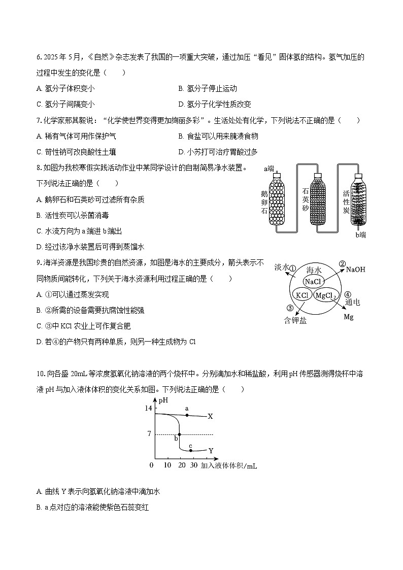 2025-2026学年吉林省长春市吉林大学附属中学九年级（下）开学化学试卷-自定义类型第2页