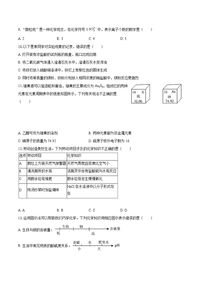 2025-2026学年广西柳州市、南宁市九年级（下）月考化学试卷（3月份）-自定义类型第2页