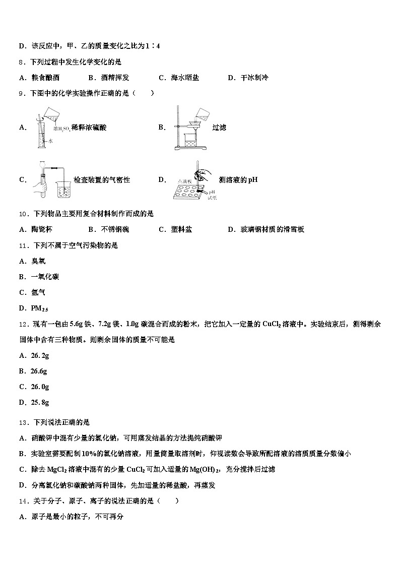 四川省广元市2025-2026学年中考五模化学试题（含答案解析）第3页