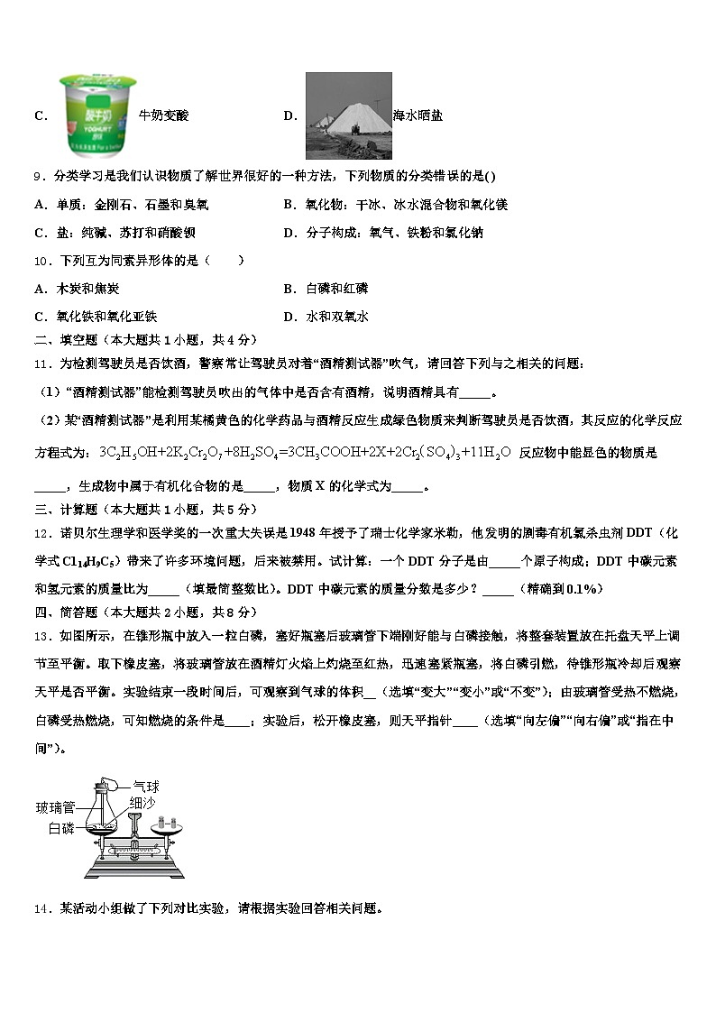 鹤岗市2025-2026学年中考一模化学试题（含答案解析）第3页