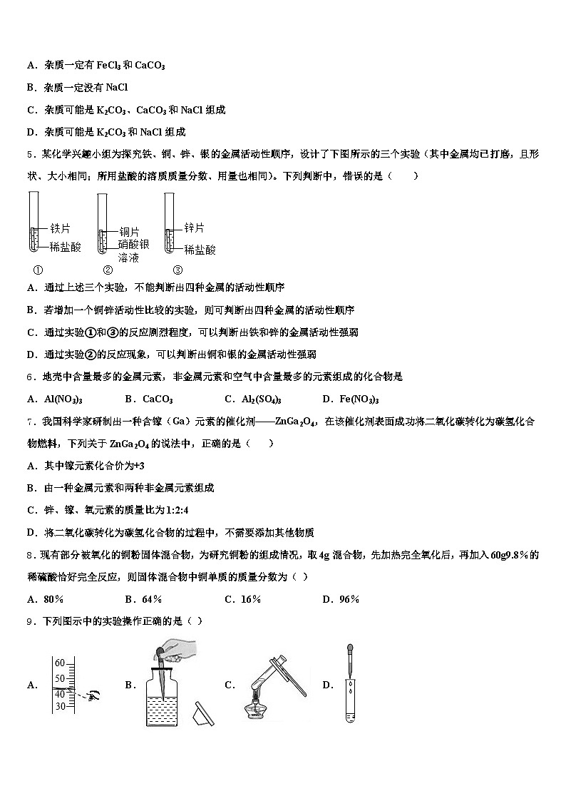 金华市2025-2026学年中考五模化学试题（含答案解析）第2页