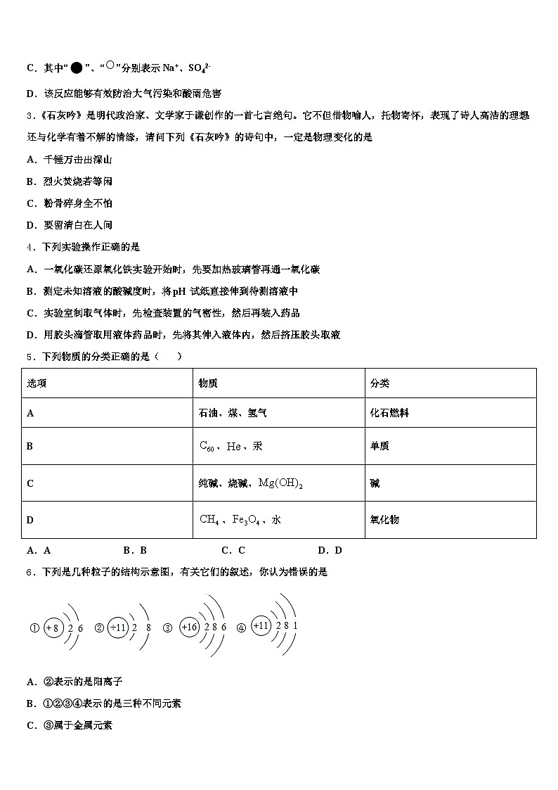 2026年青海省玉树藏族自治州初中化学毕业考试模拟冲刺卷（含答案解析）第2页