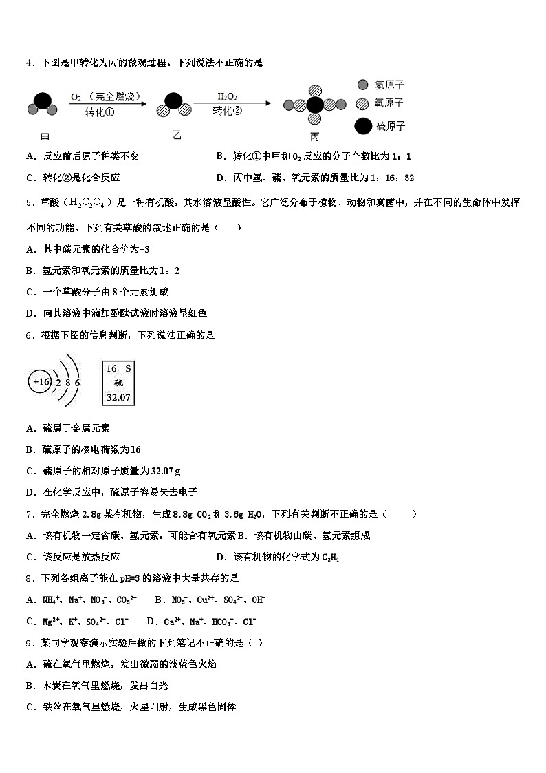 广元市2025-2026学年中考化学模拟预测试卷（含答案解析）第2页