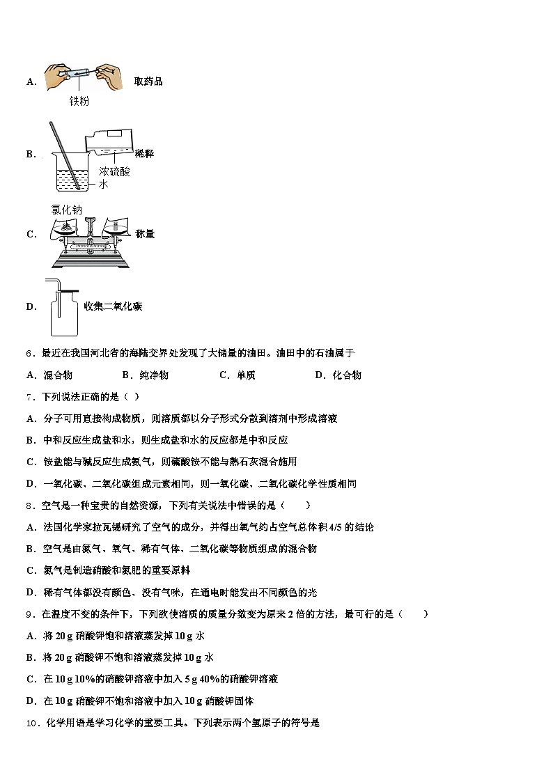 河北省衡水市2026年中考化学适应性模拟试题（含答案解析）第2页