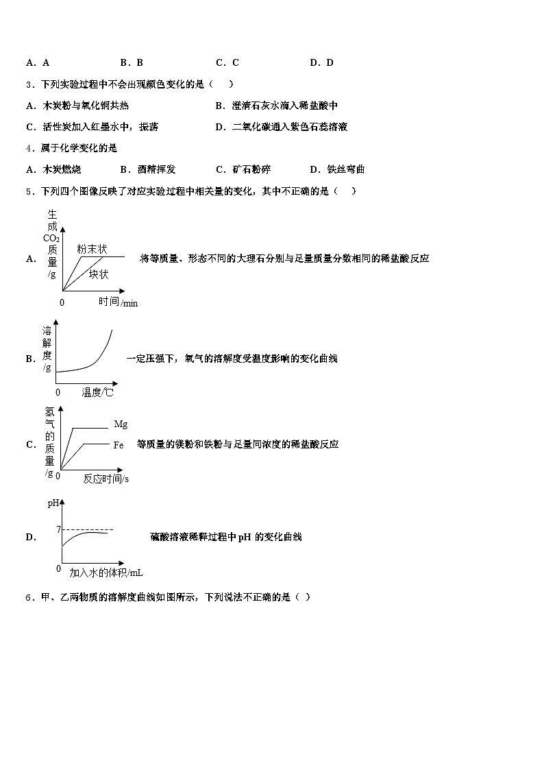 广安市2026年中考冲刺卷化学试题（含答案解析）第2页