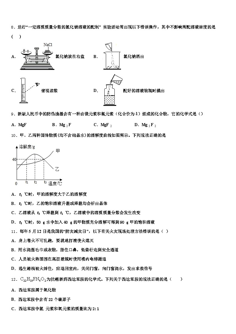 2026年山西省吕梁市中考猜题化学试卷（含答案解析）第3页