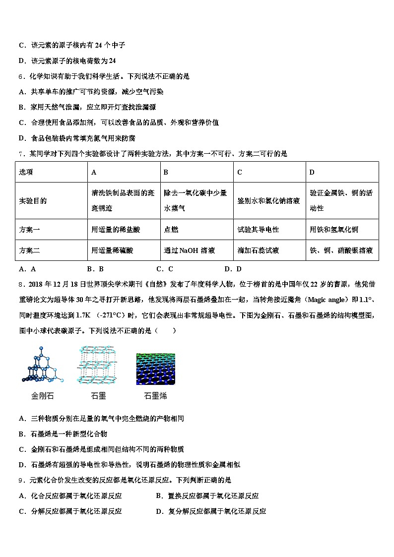 云南省楚雄彝族自治州2025-2026学年中考化学适应性模拟试题（含答案解析）第2页