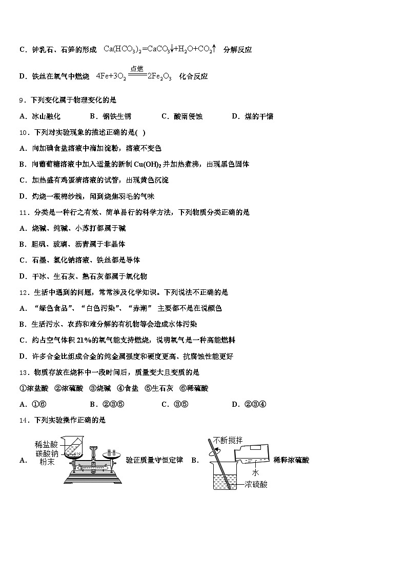 福建省漳州市2026年中考适应性考试化学试题（含答案解析）第3页