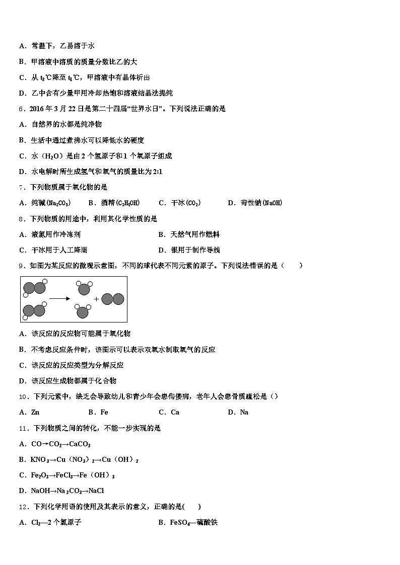 2026年宁夏回族自治区中卫市初中化学毕业考试模拟冲刺卷（含答案解析）第2页
