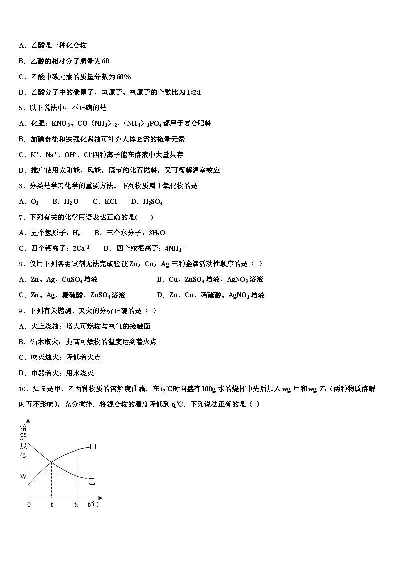 鹰潭市2025-2026学年中考联考化学试卷（含答案解析）第2页